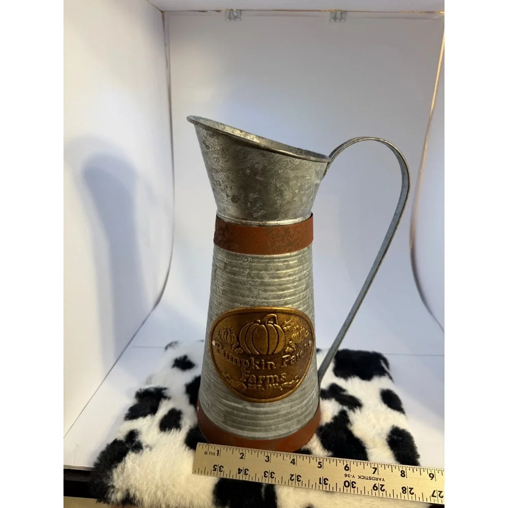 Celebrate the Season Pumpkin Patch Farms Galvanized Metal Decorative Pitcher Jug